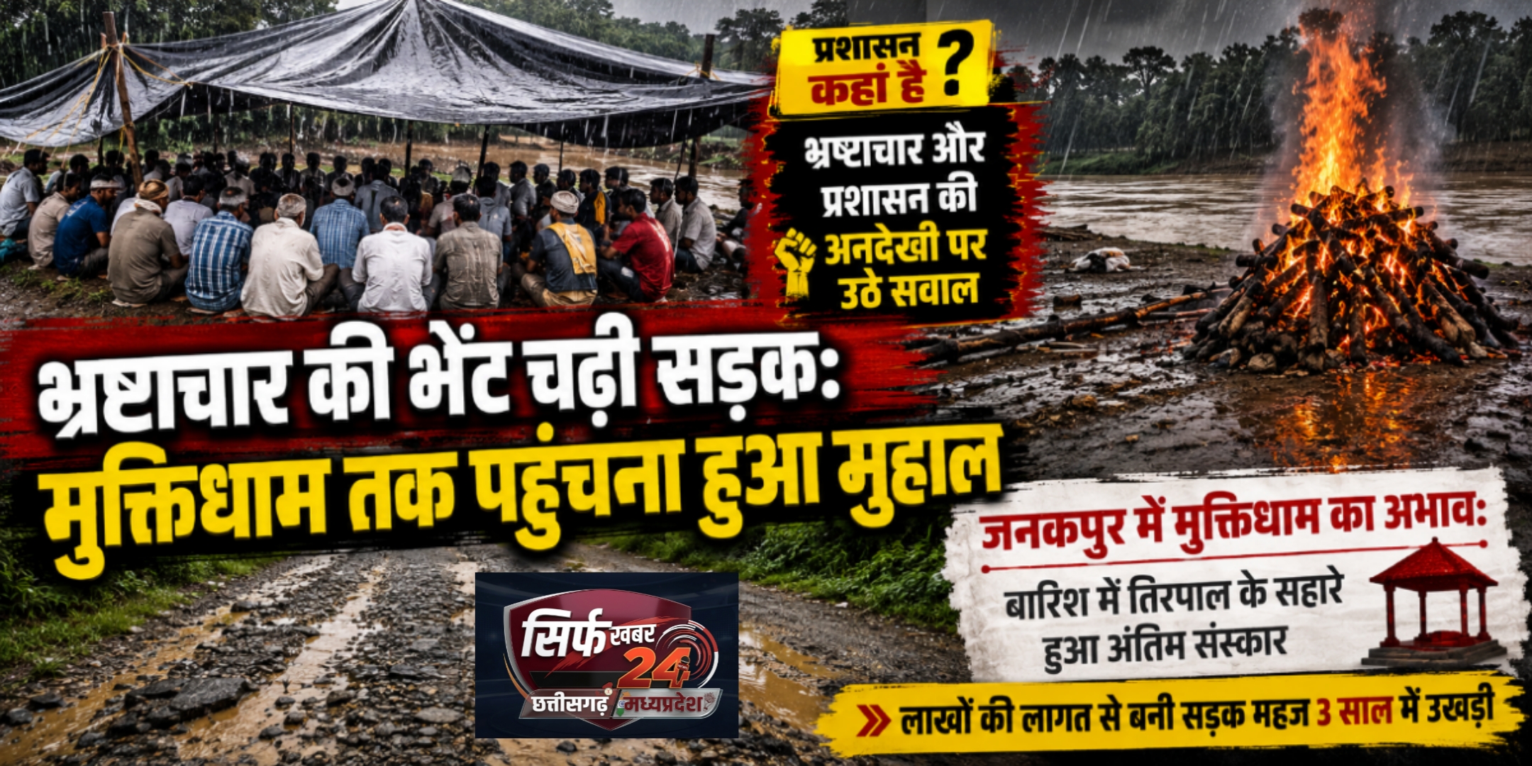 ​जनकपुर में मुक्तिधाम का अभाव: बारिश में तिरपाल के सहारे अंतिम संस्कार, भ्रष्टाचार और प्रशासन की अनदेखी पर उठे सवाल